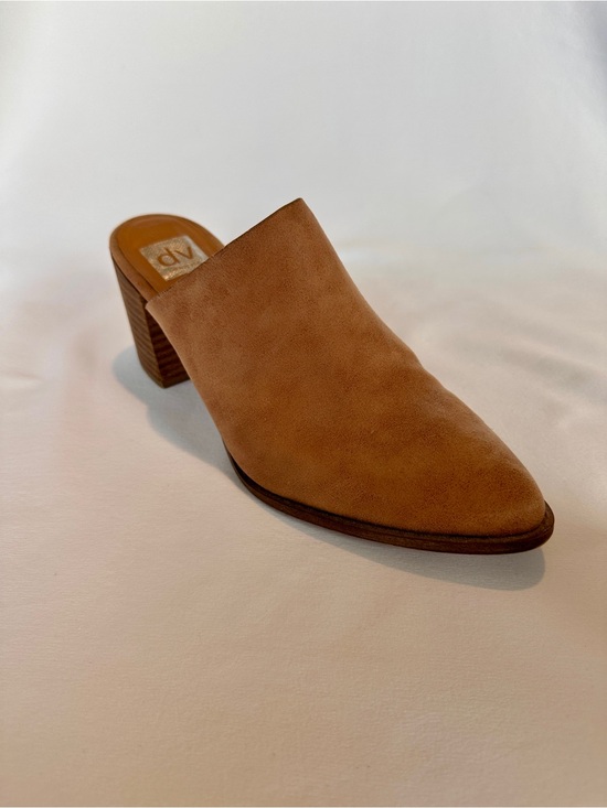 DV by Dolce Vita Shoes - DV by Dolce Vita Tan Suede Pointed Toe Block Heel Mule